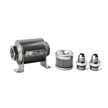 Cargar imagen en el visor de la galería, DeatschWerks Stainless Steel 8AN 100 Micron Universal Inline Fuel Filter Housing Kit (70mm)