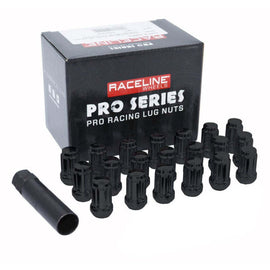 Raceline 12x1.25mm Spline Black Lug Nuts (24 Pack)