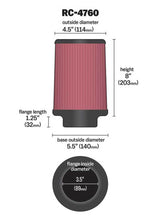 Cargar imagen en el visor de la galería, K&amp;N Universal Chrome Filter 3 1/2 inch FLG / 5 1/2 inch Bottom / 4 1/2 inch Top / 8 inch Height