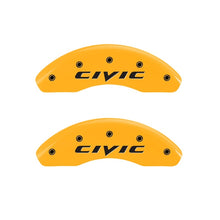 Load image into Gallery viewer, MGP 2 Caliper Covers Engraved Front 2015/Civic Yellow Finish Black Char 2011 Honda Civic