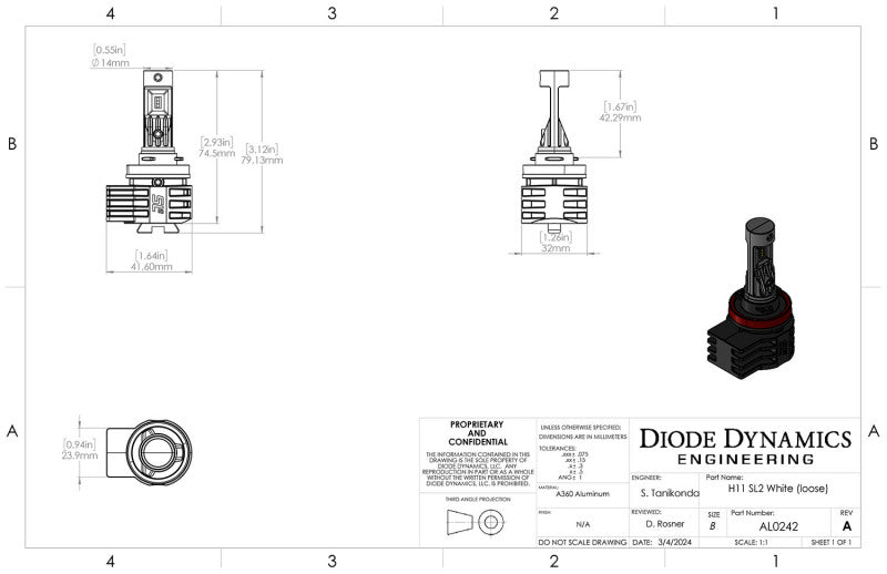 Diode Dynamics H11/H8/H9 White SL2 Pro LED Bulb (one)