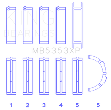 Cargar imagen en el visor de la galería, King Engine Bearings Ford 281 4.6L SOHC 16V (Size .026) Crankshaft Main Bearings (Set of 5)
