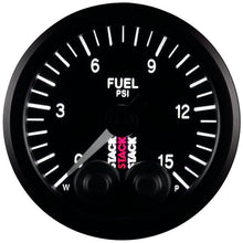 Cargar imagen en el visor de la galería, Autometer Stack 52mm 0-15 PSI 1/8in NPTF Male Pro-Control Fuel Pressure Gauge - Black