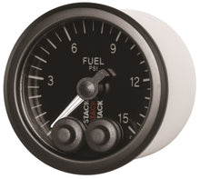 Cargar imagen en el visor de la galería, Autometer Stack 52mm 0-15 PSI 1/8in NPTF Male Pro-Control Fuel Pressure Gauge - Black