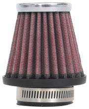 Cargar imagen en el visor de la galería, K&amp;N Universal Round Tapered Chrome Filter 1.563in Flange ID x 3in Base OD x 2in Top OD x 3in H