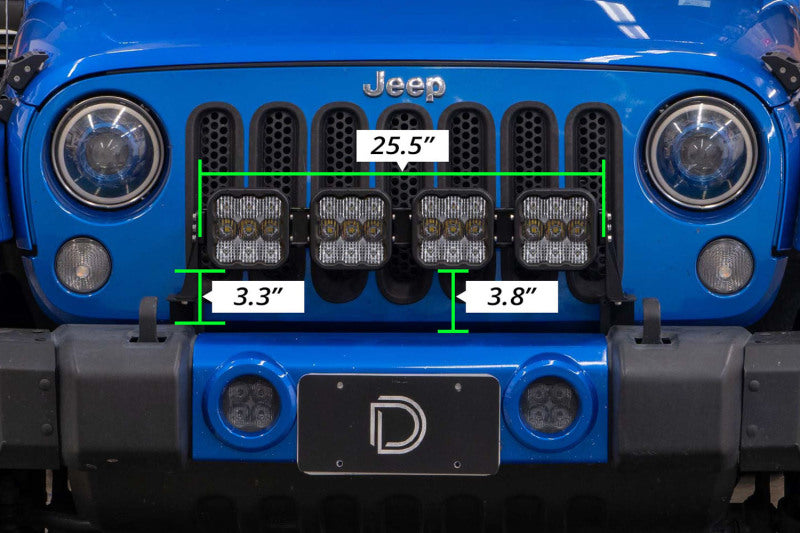 Diode Dynamics Jeep JK SS5 4-Pod CrossLink Grille Lightbar Kit Sport - Yellow Combo