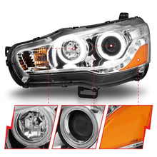 Cargar imagen en el visor de la galería, ANZO 2008-2015 Mitsubishi Lancer Projector Headlights w/ Halo Chrome (CCFL)