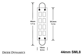 Diode Dynamics 44mm SML8 LED Bulb - Cool - White (Pair)