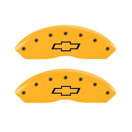 MGP 2 Caliper Covers Engraved Front Bowtie Yellow Finish Black Char 1999 Chevrolet Tahoe