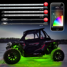 Cargar imagen en el visor de la galería, XK Glow Tube + 18xPods Million Color XKCHROME App Controlled Offroad UTV Kit 2x24In Tube + 14x12In