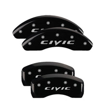 Cargar imagen en el visor de la galería, MGP 4 Caliper Covers Engraved Front 2015/Civic Engraved Rear 2015/Civic Black finish silver ch