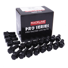 Cargar imagen en el visor de la galería, Raceline 16x1.5 21mm Conical Seat Black Lug Bolts (Set of 20)