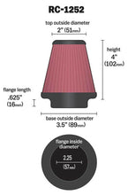 Cargar imagen en el visor de la galería, K&amp;N Universal Chrome Filter 2.25in Flange / 3.5in Base / 2in Top / 4in Height - 2 Per Box