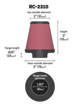 Cargar imagen en el visor de la galería, K&amp;N Universal Round Tapered Chrome Filter 1.563in Flange ID x 3in Base OD x 2in Top OD x 3in H