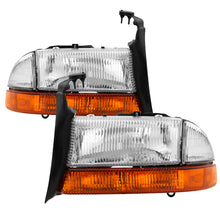 Cargar imagen en el visor de la galería, xTune Dodge Dakota 97-04 OEM Style Headlights w/ Amber Bumper Lights - Chrome HD-JH-DDAK97-AM-SET