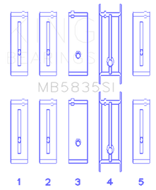 King Engine Bearings Chevrolet 121Ci/Ln2 134Ci +.002 (Size +0.50mm) Main Bearing Set