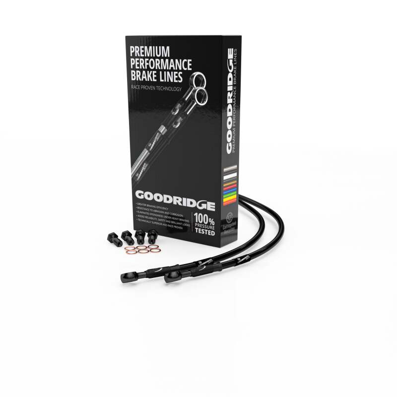 Goodridge 91-92 Cagiva Elefant 900IE Black Rear SS Brake Lines w/Black Fittings