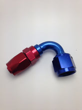 Load image into Gallery viewer, Fragola -10AN Fem x -8AN Hose 120 Degree Reducing Hose End - Blue/Red