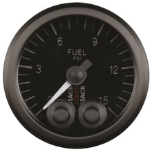 Cargar imagen en el visor de la galería, Autometer Stack 52mm 0-15 PSI 1/8in NPTF Male Pro-Control Fuel Pressure Gauge - Black