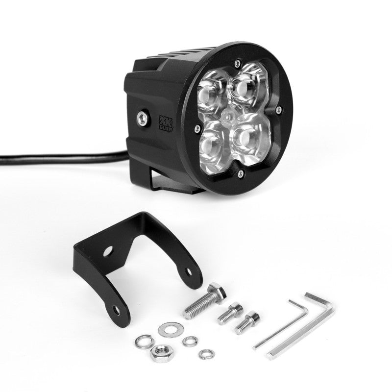 XK Glow Round XKchrome 20w LED Cube Light w/ RGB Accent Kit w/ Controller/Fog Mount- Spot Beam 2pc