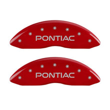 Cargar imagen en el visor de la galería, MGP 4 Caliper Covers Engraved Front Pontiac Engraved Rear GTO Red finish silver ch