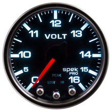 Cargar imagen en el visor de la galería, Autometer Spek-Pro Gauge Voltmeter 2 1/16in 16V Stepper Motor W/Peak &amp; Warn Blk/Smoke/Blk