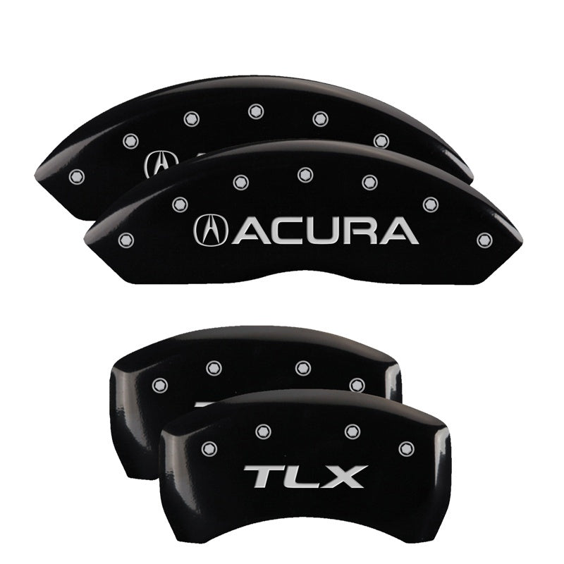 MGP 4 Caliper Covers Engraved Front Acura Engraved Rear NSX Black finish silver ch