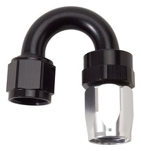 Cargar imagen en el visor de la galería, Russell Performance -8 AN Black/Silver 180 Degree Tight Radius Full Flow Swivel Hose End