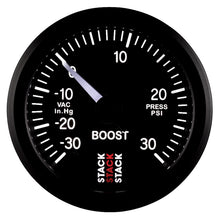 Cargar imagen en el visor de la galería, Autometer Stack 52mm -30INHG to +30 PSI (Incl T-Fitting) Pro Stepper Motor Boost Press Gauge - Black