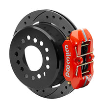 Cargar imagen en el visor de la galería, Wilwood Small Ford 11 in. Forged Dynapro Low-Profile Rear Parking Brake Kit (Red, Drilled &amp; Slotted)