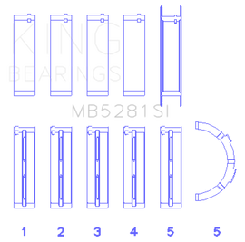 King Engine Bearings Ford 281CI 4.6L V8 (Size +0.5) Main Bearing Set