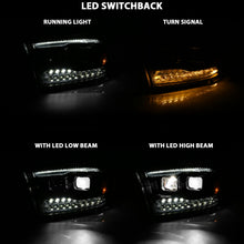 Cargar imagen en el visor de la galería, ANZO 16-18 Chevrolet Silverado 1500 LED Projector Headlights w/Plank Style Switchback Chrome w/Amber