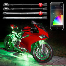 Load image into Gallery viewer, XK Glow Strip Million Color XKCHROME Smartphone App ATV/Motorcycle LED Light Kit 6xPod + 2x10In