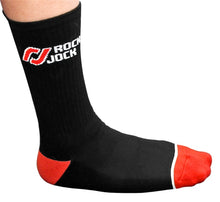 Load image into Gallery viewer, RockJock Socks Black w/ Red and White Logo