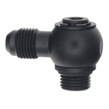 Cargar imagen en el visor de la galería, DeatschWerks 6AN ORB Male to 6AN Male Flare Low Profile 90-Degree Swivel - Anodized Matte Black