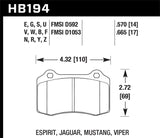 Hawk 00-02 Dodge Viper 8.0L ACR OE Inc. Clips Pins Front ER-1 Brake Pads
