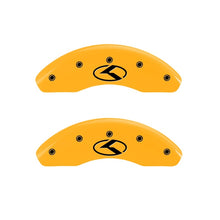 Cargar imagen en el visor de la galería, MGP 2 Caliper Covers Engraved Front Circle K/Kia Yellow Finish Black Char 2018 Kia Rio