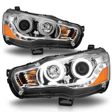 Cargar imagen en el visor de la galería, ANZO 2008-2015 Mitsubishi Lancer Projector Headlights w/ Halo Chrome (CCFL)