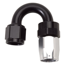 Cargar imagen en el visor de la galería, Russell Performance -8 AN Black/Silver 180 Degree Tight Radius Full Flow Swivel Hose End