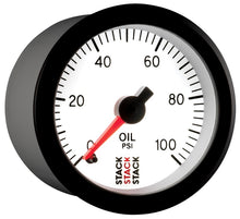 Cargar imagen en el visor de la galería, Autometer Stack 52mm 0-100 PSI 1/8in NPTF Male Pro Stepper Motor Oil Pressure Gauge - White