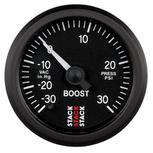 Cargar imagen en el visor de la galería, Autometer Stack 52mm -30INHG to +30 PSI (Incl T-Fitting) Pro Stepper Motor Boost Press Gauge - Black