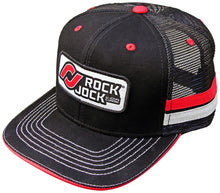 Load image into Gallery viewer, RockJock Retro Hat w/ Stripes and Patch. Mesh Back Adjustable.