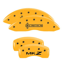 Cargar imagen en el visor de la galería, MGP 4 Caliper Covers Engraved Front Lincoln Rear MKZ Yellow Finish Black Char 2017 Lincoln MKZ