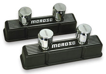 Cargar imagen en el visor de la galería, Moroso Chevrolet Small Block Valve Cover - 2 Covers w/2 Breathers - Black Finished Aluminum - Pair