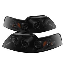 Cargar imagen en el visor de la galería, Spyder Ford Mustang 99-04 Projector Headlights LED Halo Blk Smke PRO-YD-FM99-1PC-AM-BSM