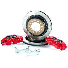 Cargar imagen en el visor de la galería, Alcon 07+ Jeep JK w/ 5x5.5in Hub 355x22mm Rotor 4-Piston Red Calipers Rear Brake Upgrade Kit