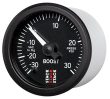 Cargar imagen en el visor de la galería, Autometer Stack 52mm -30INHG to +30 PSI (Incl T-Fitting) Pro Stepper Motor Boost Press Gauge - Black