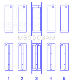 King Engine Bearings Ford V8 351ci 5.8L 16V Crankshaft Main Bearings (Size 030) - Set of 5