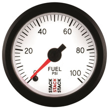 Cargar imagen en el visor de la galería, Autometer Stack 52mm 0-100 PSI 1/8in NPTF Male Pro Stepper Motor Fuel Pressure Gauge - White
