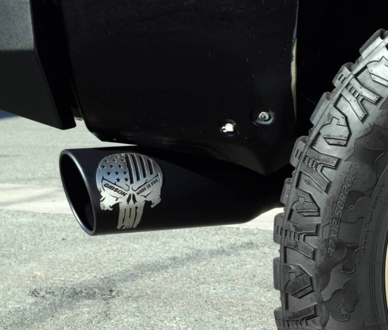 Gibson 11-14 Ford F-150 SVT Raptor 6.2L 4in Patriot Skull Series Cat-Back Single Exhaust - Stainless